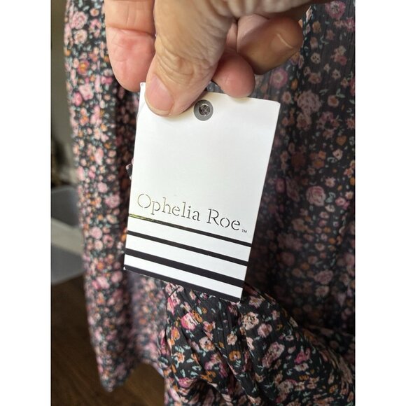 Ophelia Roe NWT Cottage Core Smocked Blouse Black & Floral Small Prairie - Picture 6 of 9